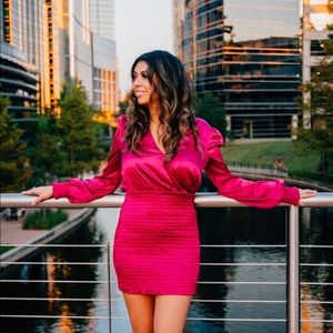 Fuchsia pink lily dress